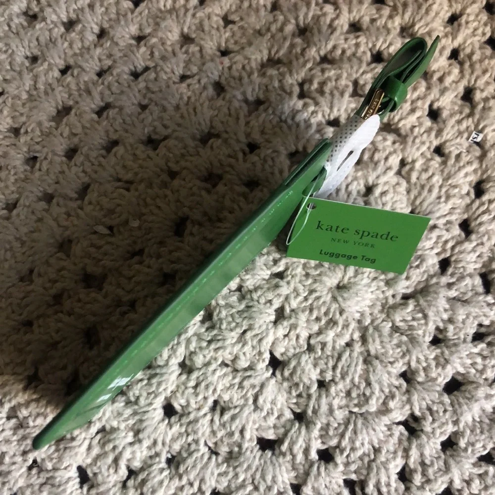 Kate Spade Green Luggage Tag with Gold Buckle - Where to next?